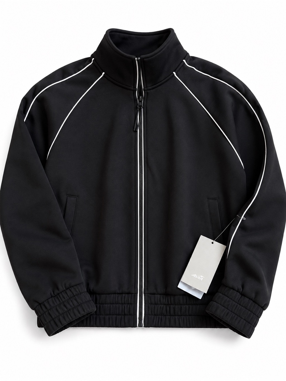 Avia Women’s Scuba Knit Full Zip Track Jacket NWT | Black & White | XXXL